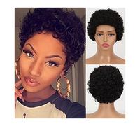 Perruques Perruque courte afro bouclée for les femmes noires perruques courtes bouclées Pixie Cut perruques naturelles douces respirantes synthétiques résistantes à la chaleur Perruque dames (Color :