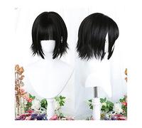 Perruques Perruque courte droite avec frange soignée, perruque droite noire naturelle for femme fille courte perruque cosplay lolita avec frange perruque synthétique résistante à la chaleur Perruque d