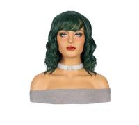 Perruques Perruque de cheveux bouclés mi-longs vert foncé for femme avec bandeau respirant en forme vague Perruque dames