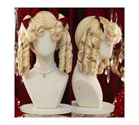Perruques Perruque de cheveux bouclés synthétiques à ondes courtes, perruque bouclée blonde rétro avec frange, perruque de cosplay de princesse en fibres synthétiques résistantes à la chaleur Perruque