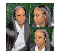 Perruques Perruque de cheveux humains avant de lacet pré-plumé os droit brésilien cheveux dentelle perruques 150% densité droite transparent dentelle avant remy perruque de cheveux for les femmes Perr