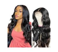 Perruques Perruque de cheveux humains ondulés for femmes noires, perruque frontale en dentelle transparente HD 13x4 14-40 pouces de long perruque de cheveux humains brésiliens, couleur noire naturelle