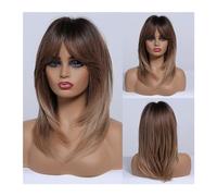 Perruques Perruque de cheveux synthétiques avec frange, perruques blondes longues for femmes, couleur ombrée avec racines foncées, perruques superposées résistantes à la chaleur Perruque dames(LC242-5
