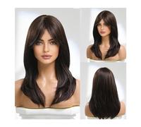Perruques Perruque de cheveux synthétiques avec frange, perruques blondes longues for femmes, couleur ombrée avec racines foncées, perruques superposées résistantes à la chaleur Perruque dames(LC242-6