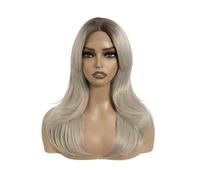 Perruques Perruque de Cosplay lisse 20 pouces, perruques blondes ombrées for femmes, synthétiques Lace Front Coiffure réaliste