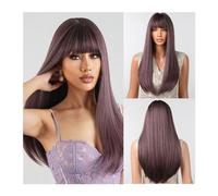 Perruques Perruque de Cosplay synthétique avec frange for femmes, perruque de noël Blonde platine ombrée, perruque longue et lisse en Fiber de haute température Perruque dames(LC2096-4)
