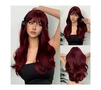 Perruques Perruque de Cosplay synthétique longue et ondulée Orange avec frange, perruque à reflets blonds, perruque ondulée naturelle for femmes, perruques de vacances résistantes à la chaleur Perruqu