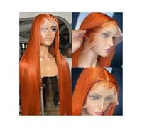 Perruques Perruque frontale en dentelle HD orange gingembre de 20 à 40 pouces, cheveux humains raides, 13x4, perruque frontale en dentelle transparente de couleur Perruque dames(34inches)