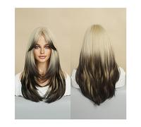 Perruques Perruque Hai synthétique naturelle for Cosplay perruque blonde résistante à la chaleur for femmes longue perruque lavande ondulée avec frange Perruque dames(Color:MW9039-808)