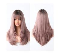 Perruques Perruque Hai synthétique naturelle for Cosplay perruque blonde résistante à la chaleur for femmes longue perruque lavande ondulée avec frange Perruque dames(Color:C8292-5)