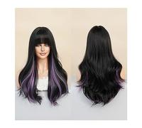Perruques Perruque Hai synthétique naturelle for Cosplay perruque blonde résistante à la chaleur for femmes longue perruque lavande ondulée avec frange Perruque dames(Color:MW0313-3)