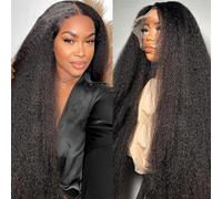 Perruques Perruque Lace Closure Wig naturelle Yaki lisse et crépue, cheveux humains, prêt à porter, 13x 4/13x6, HD, 5x5 Perruque Dentelle(5x5 Glueless Wig,24inches)