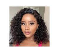 Perruques Perruque Lace Front Wig courte transparente avec raie latérale, cheveux humains pré-épilés Perruque dames(16inches)