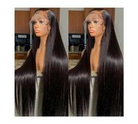 Perruques Perruque Lace Frontal Wig 100% naturelle brésilienne, cheveux lisses, 13x4, 13x6, pre-plucked, sans colle, 360 cheveux humains, for femmes Perruque dames(BLACK 4x4,26inches)