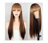 Perruques Perruque longue droite avec frange for femmes filles cheveux en fibre synthétique résistant à la chaleur d'apparence naturelle 26" perruques synthétiques douces for cosplay quotidien Perruqu