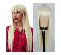 Perruques Perruque longue droite avec frange for femmes filles cheveux en fibre synthétique résistant à la chaleur d'apparence naturelle 26" perruques synthétiques douces for cosplay quotidien Perruqu