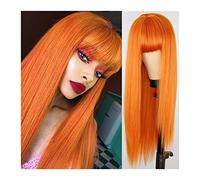 Perruques Perruque longue droite avec frange for femmes filles cheveux en fibre synthétique résistant à la chaleur d'apparence naturelle 26" perruques synthétiques douces for cosplay quotidien Perruqu