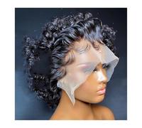 Perruques Perruque Pixie Cut 13×1 Perruques en dentelle de cheveux humains bouclés for femmes Court Bob Water Wave Perruque en dentelle transparente Cheveux brésiliens Remy pré-épilés avec des cheveux