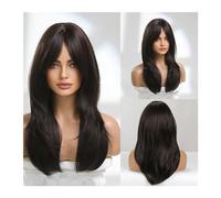 Perruques Perruque synthétique courte coupe Pixie, cheveux naturels brun foncé, couches lisses, for femmes noires, usage quotidien à haute température Perruque dames(Wig LC259-8)