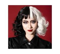 Perruques Perruque synthétique festive mi-noire mi-blanche courte en soie haute température Perruque dames