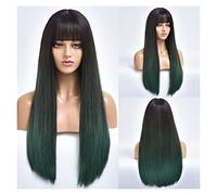 Perruques Perruque synthétique longue droite noire for femme avec frange 26 pouces Blonde rose rouge Cosplay Lolita perruques cheveux résistants à la chaleur Perruque dames(Color:TB073-2)