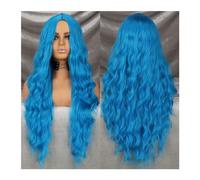 Perruques Perruque synthétique longue ondulée Lolita rouge noir rose for femme, demi-raie naturelle résistante à la chaleur for fête de Cosplay Perruque dames(08C)