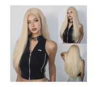 Perruques Perruque synthétique noire longue et lisse, faux cheveux naturels en Fiber résistante à la chaleur à usage quotidien, perruque avec raie centrale for femmes, perruque de fête Cosplay Perruqu