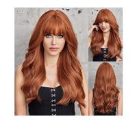 Perruques Perruque synthétique résistante à la chaleur, brun clair à blond ombré, cheveux naturels longs et ondulés avec frange for femmes, fête de Cosplay Perruque dames(LC034-1)