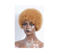 Perruques Perruques Afro Bouclées, Perruques Courtes Brunes, Perruques Pixie Blondes Bouclées, Cheveux Humains, Fabriquées à la Machine Perruque dames(Honey Blonde)