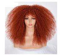 Perruques Perruques Afro Curly for les femmes noires Noir à brun Perruque Afro Kinky Curly avec Bangs 18Inch Fiber Synthétique Glueless Cosplay Hair Perruque dames(Color:350r)