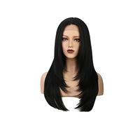 perruques Perruques avant de lacet for les femmes perruque de dentelle synthétique noire de cheveux raides naturels perruque