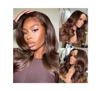 Perruques Perruques avant en dentelle de cheveux humains brun foncé 13x4 pré-épilées avec des cheveux de bébé couleur brun chocolat 150% cheveux brésiliens Remy perruque frontale en dentelle Perruque(