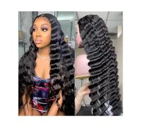 Perruques Perruques avant en dentelle T-Part Loose Deep Wave Cheveux humains for femmes noires pré-épilées 13 × 4 × 1 Perruques avant en dentelle transparente avec cheveux de bébé, couleur naturelle P