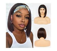 Perruques Perruques bob droites courtes perruques bandeau droites synthétiques for les femmes noires 10/12 pouces fibre résistante à la chaleur cheveux naturels perruques écharpe sans colle Perruque d