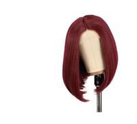 Perruques Perruques courtes droites 99J en cheveux humains pré-épilées avec dentelle frontale en T Perruque dames(12inches)