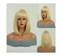 Perruques Perruques courtes droites cheveux gris blanc for femmes perruques synthétiques Bob court avec frange Cosplay Lolita utiliser des cheveux naturels résistants à la chaleur Perruque dames(MW104