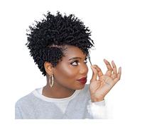 Perruques Perruques de cheveux humains afro bouclés courts for les femmes noires 8" Fluffy Pixie Cut Wigs Natural Side Bangs Cut Brazilian Remy Hair Full Machine Short Pixie Wigs Perruque dames (Colo