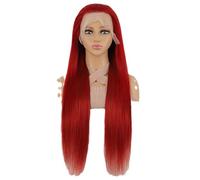 Perruques Perruques de cheveux humains en dentelle frontale rouge 13x 4 pouces, cheveux raides, coiffure rouge, Europe et Amérique,pour femmes(28inch)