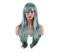 Perruques Perruques de cheveux ondulés longs de 28 pouces, perruque de Cosplay résistante à la chaleur for femmes (vert) Perruque dames(Wig-98)