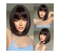 Perruques Perruques de Cosplay synthétiques roses, perruque Bob courte rose avec frange for femmes, perruque naturelle lisse de fête Lolita résistante à la chaleur Perruque dames(SS155-1)