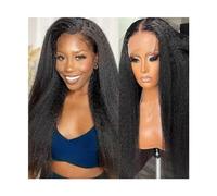 Perruques Perruques de fermeture en dentelle droites crépues de 14 à 40 pouces for femmes noires, cheveux indiens de couleur naturelle, dentelle transparente 5x5, perruque de fermeture sans colle avec