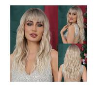 Perruques Perruques de fête Blonde bouclée Festival faux cheveux résistant à la chaleur Blonde Ombre perruque longueur moyenne Cosplay perruques de cheveux synthétiques for les femmes Perruque dames(L