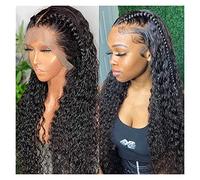 Perruques Perruques Dentelle Avant Perruques de Cheveux Humains pour Femmes Noires Cheveux Brésiliens 8-34 pouces Humide et ondulé Lâche Vague Deep Wave Front Perruque Fasing (150 %, 24 pouces)