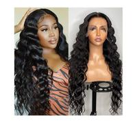 Perruques Perruques en dentelle lâches et profondes for femmes noires, perruque synthétique longue et ondulée, perruque en fibre résistante à la chaleur pré-épilée avec cheveux de bébé Perruques pour