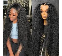 Perruques Perruques Lace Front Cheveux Naturels Deep Curly Wave Lace Front Perruques Cheveux Naturels Brésiliens Remy Hair 180% Densité Long Curly Wave Transparent Lace Front Wig Perruque dames (Colo