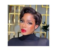 Perruques Perruques Lace Front Wigs for femmes, cheveux humains, coupe courte, coupe au carré, 20 cm, pré-épilées Perruque dames