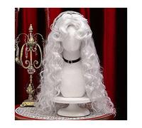Perruques Perruques longues bouclées for femmes filles perruques synthétiques blanches rétro avec frange perruque en fibres synthétiques résistantes à la chaleur for cosplay de fête et usage quotidien