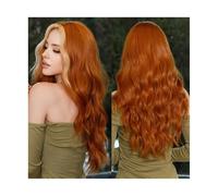 Perruques Perruques Orange Vif Longue Ondulée Femmes Perruques Synthétiques Naturelles avec Frange for Femmes Noires Quotidiennes Fête Cosplay Perruques pour Femmes
