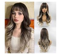 Perruques Perruques synthétiques brunes longues ondulées perruque de cheveux de partie moyenne brune for les femmes perruques de Cosplay de fête quotidienne fibre résistante à la chaleur Perruque dame