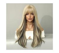 Perruques Perruques synthétiques longues bouclées Blonde avec perruques de cheveux naturels noirs Partie centrale for les femmes Utilisation for Cosplay Daily Lolita Résistant à la chaleur Perruque
